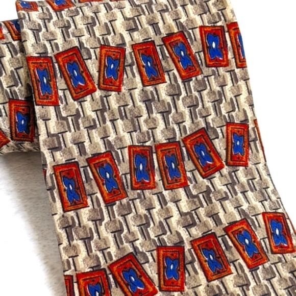 Men's Vintage 100% Silk Abstract Motif Tie by Robert Stewart - Picture 6 of 9